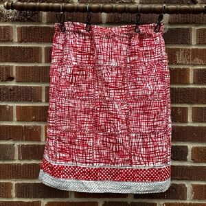 PIAZZA SEMPIONE Cotton Silk back tie Red White lined mini pencil skirt 40 US 8